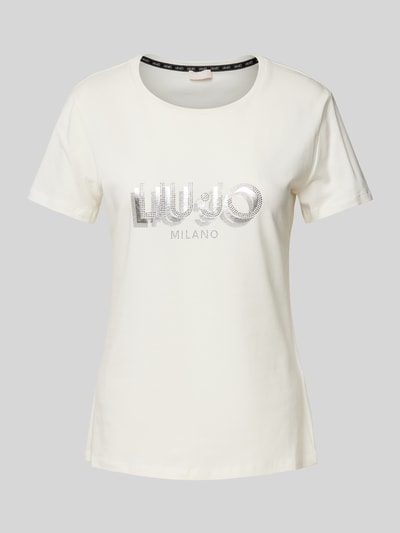 LIU JO SPORT T-Shirt mit Strasssteinbesatz Offwhite 1