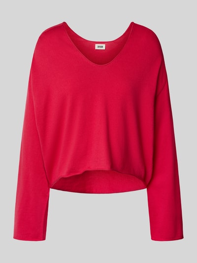 Drykorn Sweter z dzianiny o kroju relaxed fit z dekoltem w serek model ‘SOMAIJA’ Mocnoróżowy 2