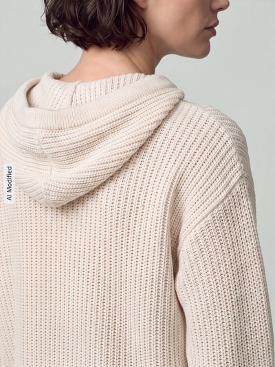 VERO MODA Regular Fit Pullover mit Kapuze und Tunnelzug Offwhite 3