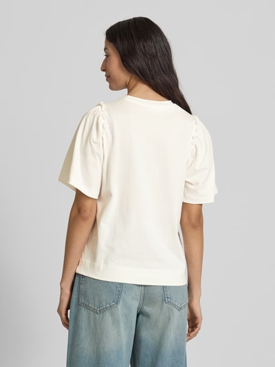 Selected Femme T-shirt z marszczeniami model ‘PENELOPE’ Biały 5