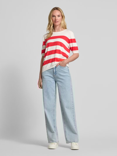 FREE/QUENT Gebreide pullover met ribboorden, model 'Pixie' Rood - 1