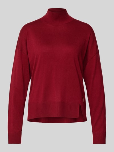 Liu Jo White Strickpullover mit Stehkragen Dunkelrot 2