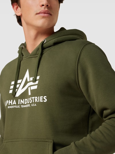 Alpha Industries Bluza z kapturem z nadrukiem z logo Ciemnozielony 3