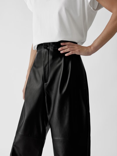 The Mannei Lederhose mit Label-Details Schwarz 3