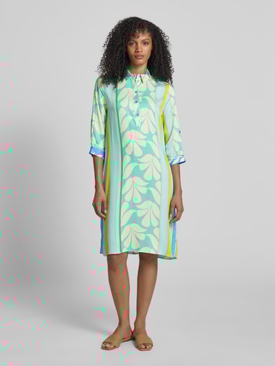 Milano Italy Hemdblusenkleid aus Viskose mit Knopfleiste Bleu 4