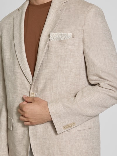 Christian Berg Men Leinensakko mit Einstecktuch Beige 3