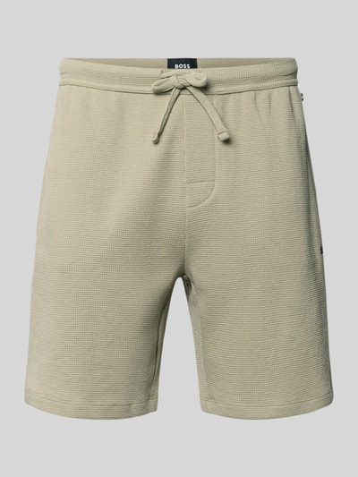 Produktfoto, Regular Fit Sweatshorts aus Baumwoll-Mix von BOSS in hellem Beige mit feiner Struktur und Kordelzug, Herren Sweatshorts von BOSS