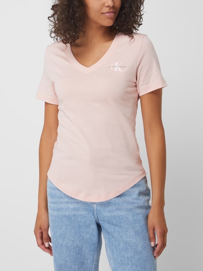 Calvin Klein Jeans T-Shirt mit Label-Stitching Rosa 4