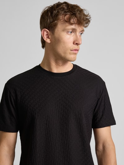 ARMANI EXCHANGE Regular Fit T-Shirt aus reiner Baumwolle mit Strukturmuster Black 3