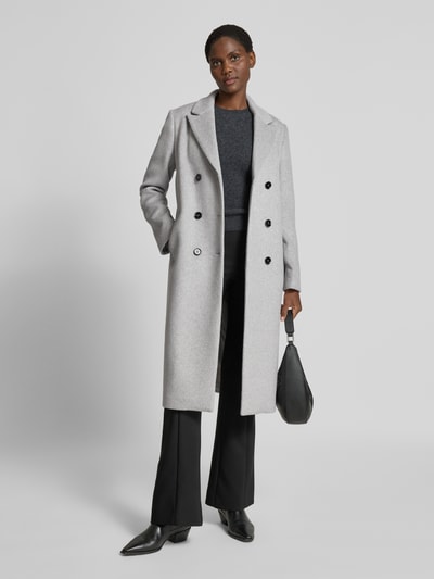 Christian Berg Woman Selection Regular fit lange jas met wol Lichtgrijs gemêleerd - 1