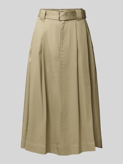 Produktfoto, Faltenrock mit Gürtel Modell 'Koda Billie' von MOS MOSH in Beige, A-Linie, Lyocell-Mix, Midilänge, strukturierte Oberfläche