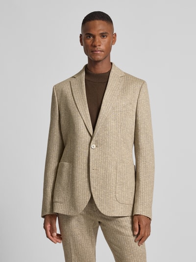 Zuitable 2-knoops colbert met linnen Beige - 4