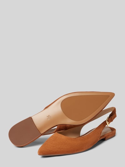 Lauren Ralph Lauren Ballerina's met doornsluiting, model 'LONDYN' Camel - 4