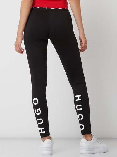 HUGO Legginsy z paskiem z logo   Czarny 5