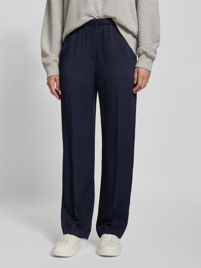 Gant Straight fit stoffen broek van pure viscose met persplooien Marineblauw - 4