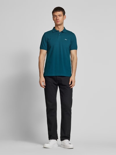 s.Oliver RED LABEL Regular Fit Poloshirt aus reiner Baumwolle mit Label Stitching Petrol 1