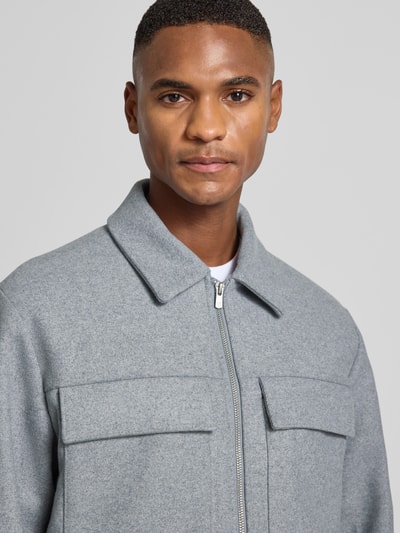 Jack & Jones Premium Overhemdjack met borstzakken, model 'RUSSEL' Lichtgrijs gemêleerd - 3