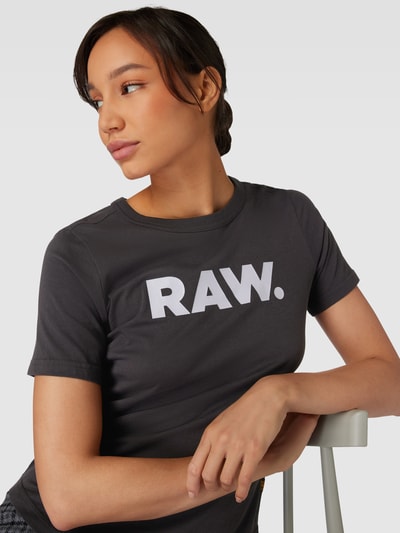 G-Star RAW T-Shirt mit Rundhalsausschnitt und Label-Print Anthrazit 3