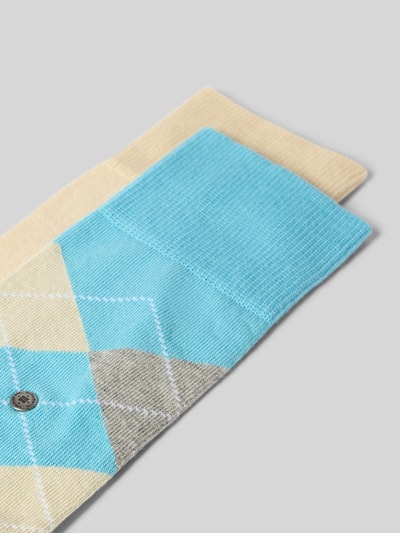 Produktfoto, Socken mit Logo-Applikation im 2er-Pack von Burlington, aus elastischem Baumwoll-Mix, mit elastischem Bund, farbiges Rautenmuster