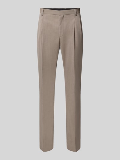 Produktfoto, beige Super Slim Fit Anzughose aus Schurwoll-Mix Modell 'Hesten261F1X' von HUGO, glatte Textur, Herren Anzughose
