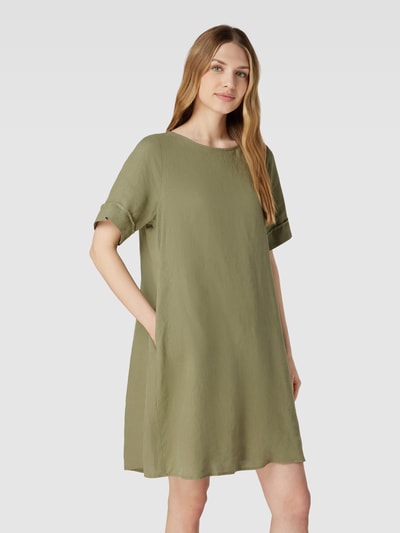 Cinque Sukienka mini z lnu z okrągłym dekoltem model ‘CIEVA’ Khaki 4