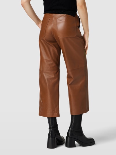 Weekend Max Mara Leren broek met steekzakken, model 'FIORITO' Hazelnoot - 5