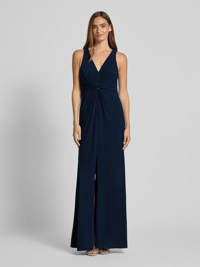 Adrianna Papell Abendkleid mit Raffungen und V-Ausschnitt Marine 4
