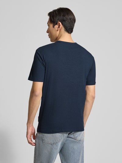 Tom Tailor Denim regular fit t-shirt van mix van katoen en modal Marineblauw - 5