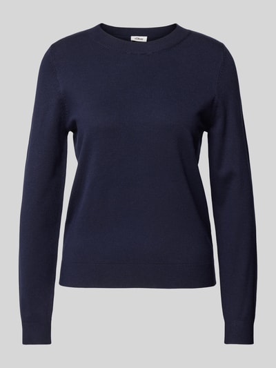 s.Oliver RED LABEL Regular Fit Strickpullover aus Viskose-Mix mit Rippbündchen Marine 2