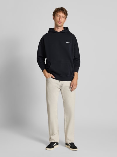 Pegador Oversized Hoodie mit Logo-Stitching und Känguru-Tasche Black 1