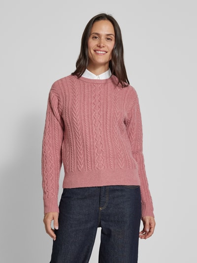 Lauren Ralph Lauren Strickpullover mit Zopfmuster Modell 'SAYLA' Rosa 4