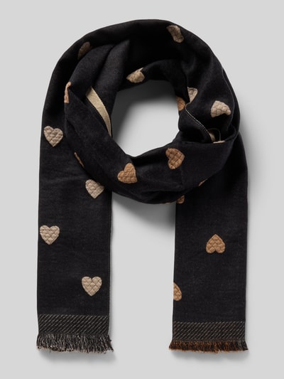 Kurt Beines Schal aus Viskose-Mix mit Fransen Black 1