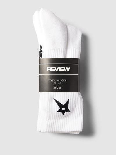 REVIEW Socken mit Label-Print im 3er-Pack Weiss 3