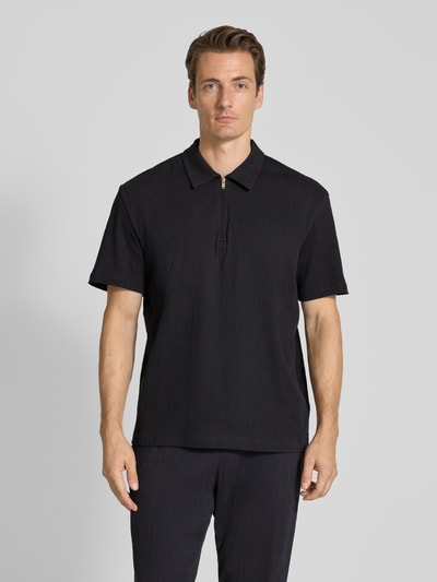 MCNEAL Regular fit poloshirt met korte ritssluiting Zwart - 4