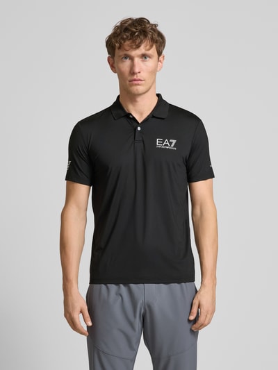 EA7 Emporio Armani Slim Fit Poloshirt mit Label-Print Black 4