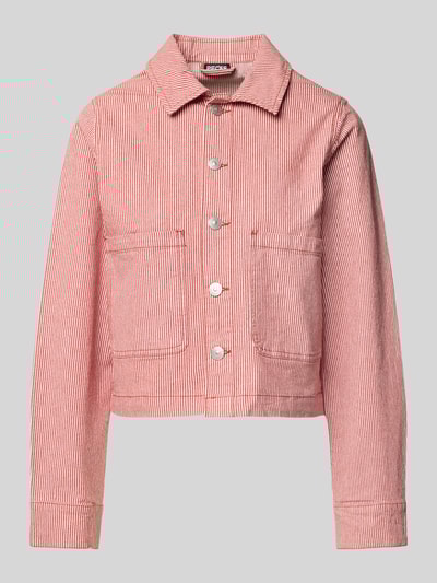 Pieces Regular fit jeansjack van katoenmix, model 'BILLO' Bordeaux - 2