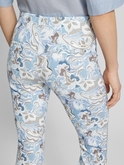 Gardeur Spodnie materiałowe o kroju slim fit z kwiatowym wzorem na całej powierzchni model ‘ZENE14’ Jasnoniebieski 3