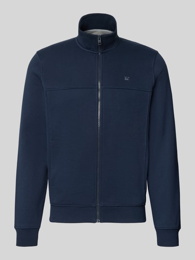 Produktfoto, Regular Fit Sweatjacke aus Baumwoll-Mix von s.Oliver RED LABEL in Dunkelblau mit glatter Struktur und Reißverschluss.