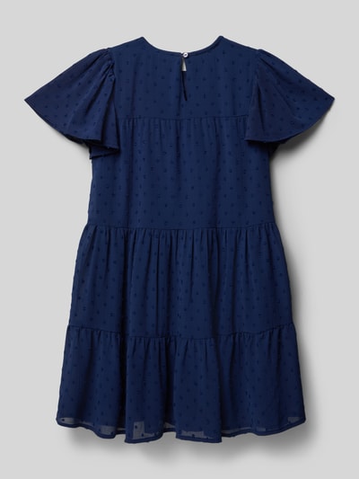 Produktfoto, Regular Fit Kleid mit Strukturmuster von DANAMADE in Dunkelblau mit Kurzarm, Rundhalsausschnitt und Raffungen