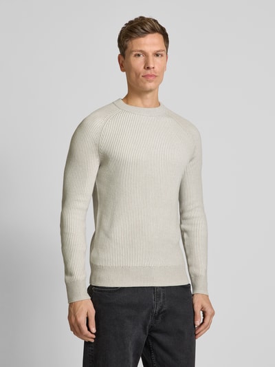 Marc O'Polo Sweter z dzianiny o kroju regular fit z dwukolorowym efektem z mieszanki bawełny ekologicznej i żywej wełny Złamany biały 4