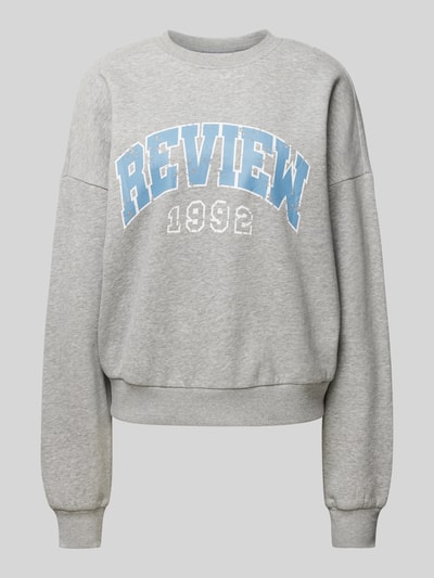 Review Sweatshirt met labelprint Lichtgrijs gemêleerd - 2