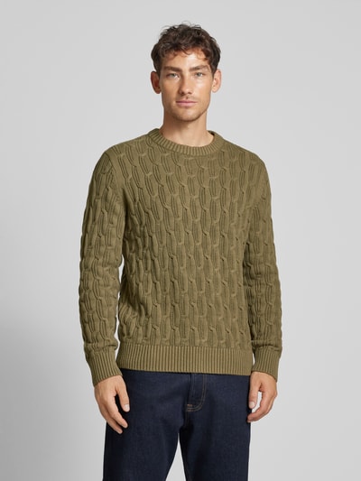 SELECTED HOMME Gebreide pullover met ribboorden, model 'CAI' Olijfgroen - 4