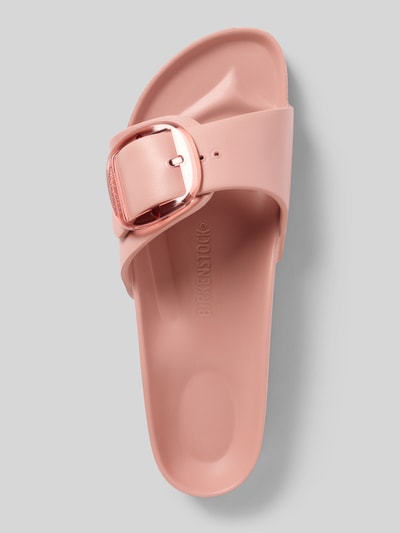 Produktfoto, Slipper mit offener Sohle Modell 'Madrid' von Birkenstock in Rosa, abgerundete Passform, Zierschnalle, 3 cm Absatzhöhe