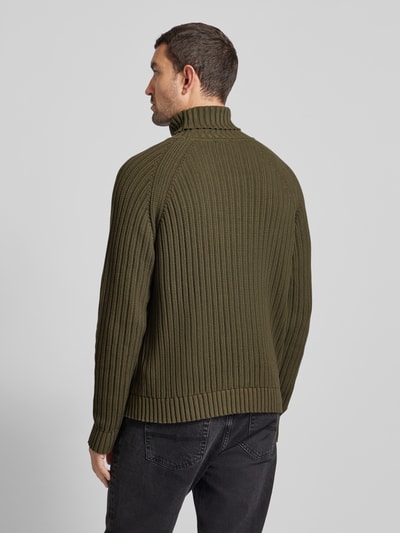 HUGO Rollkragenpullover mit Teilungsnähten Modell 'Sigur' Oliv 5