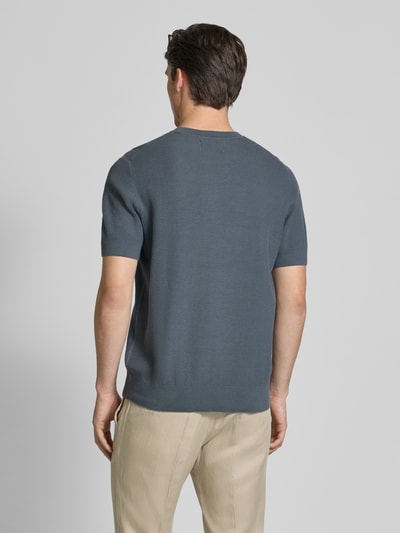 JAKE*S STUDIO MEN T-shirt met ribboorden, model 'CASPER' Rookblauw - 5