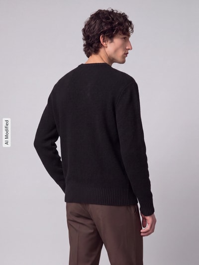 Selected Pullover mit Strukturstrick Black 5