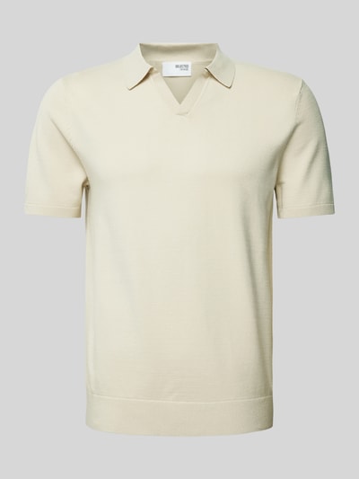 SELECTED HOMME Slim Fit Poloshirt mit V-Ausschnitt Modell 'TELLER' Sand 2