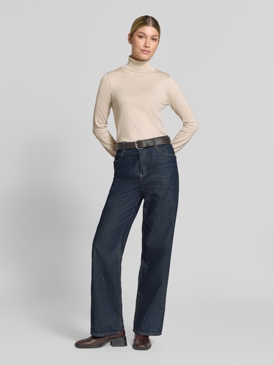 ICHI sweter z dzianiny Slim Fit z mieszanki wiskozy model 'IHLULS' Beżowy 1