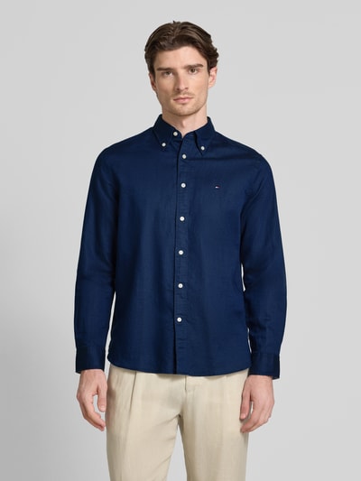 Tommy Hilfiger Regular Fit Freizeithemd aus Baumwoll-Leinen-Mix Marine 4