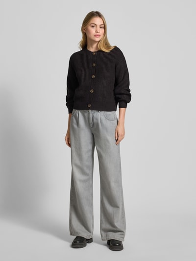Vero Moda Relaxed fit gebreid jack met enkele knoopsluiting, model 'LEA' Zwart - 1